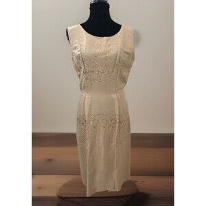 Meg Madison NY vintage Linen Embroidered Sleeveless Dress Union Made  Size 16